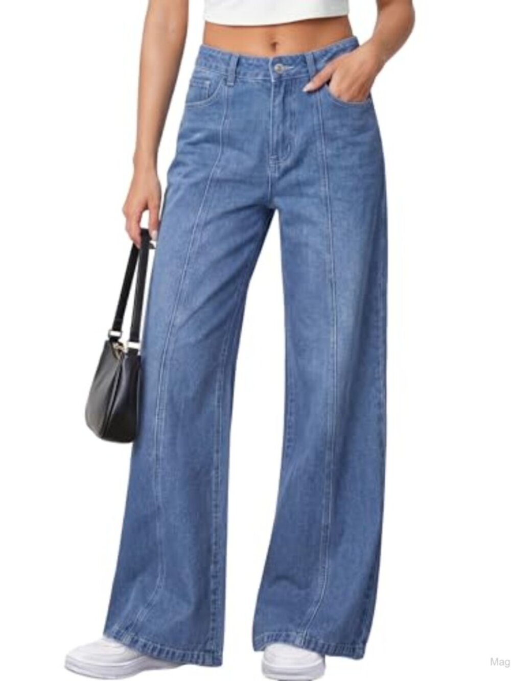 Women's Wide Leg Stretchy Baggy Denim Jeans High Waisted Palazzo Pants